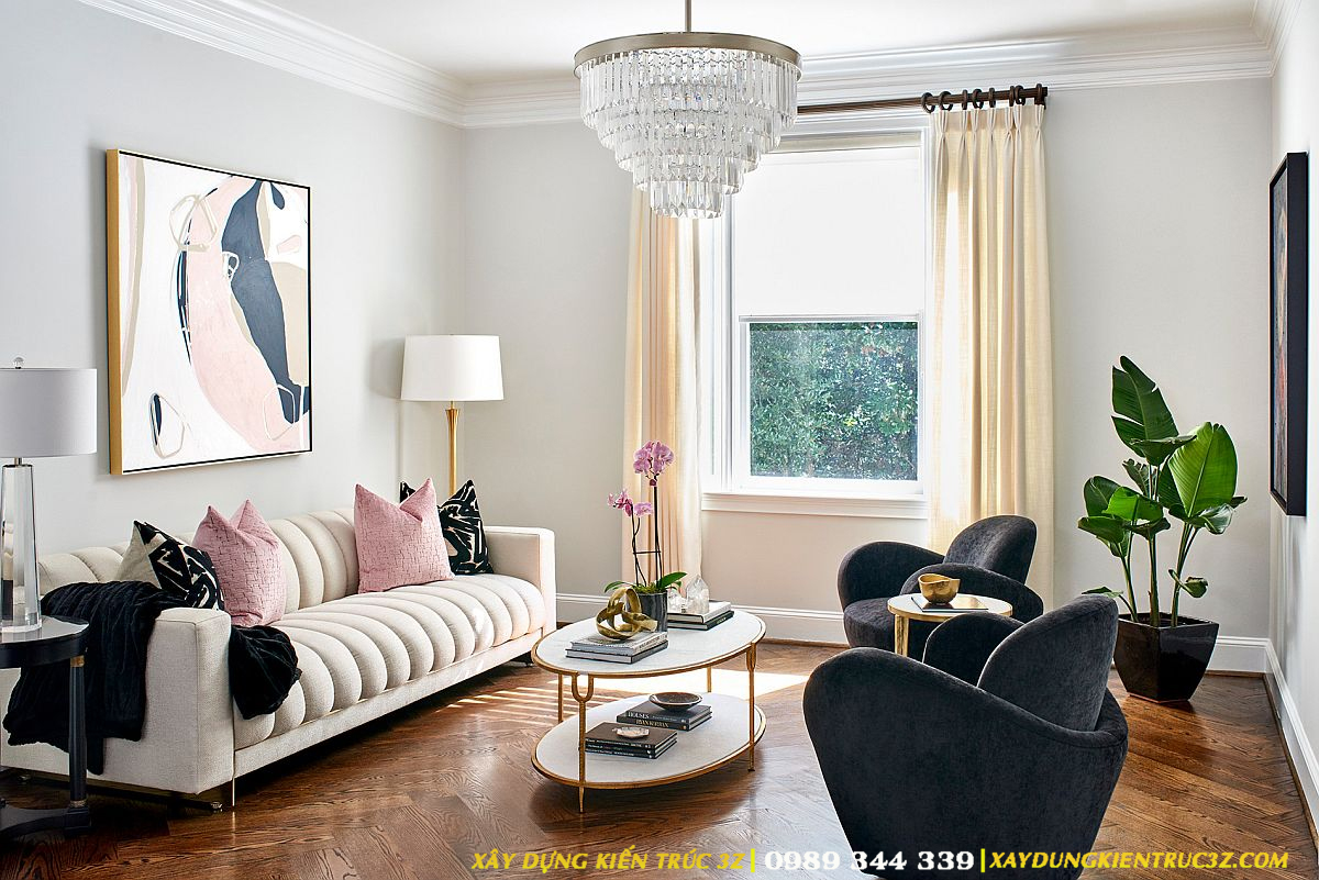 Màu sắc phòng khách đẹp giúp giảm thiểu căng thẳng.